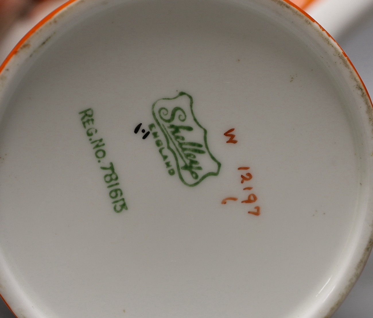 A Shelley Art Deco part tea service, pattern number 12197